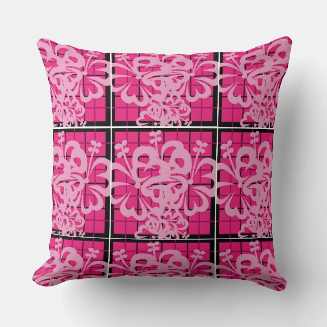 Roze vierkant en zonder kop Florah Pillow Kussen (Voorkant)