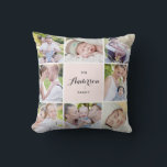 Roze vierkant fotocollage Pillow Kussen<br><div class="desc">Geef je families de beste herinneringen weer met deze moderne en elegante acht foto-inkuilkussens. Pas uw favoriete foto's aan. Dit zal ook perfect zijn voor als trouwfotocollage en baby fotocollage.</div>