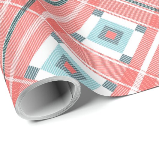 Roze Vierkant Kerstmis 30"x15"Verpakkend Document Cadeaupapier (Rol Hoek)