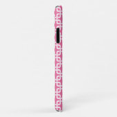 Roze vierkant patroon Blauw Monogram Case-Mate iPhone Case (Achterkant/rechts)