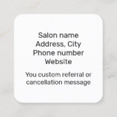 Roze vierkant visitekaartje van wasestheticien (Achterkant)