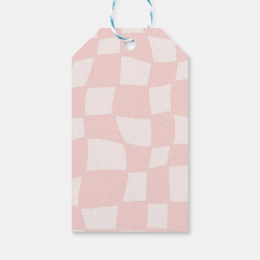 Roze vierkante bruiloft cadeaulabel (Achterkant)