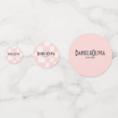 Roze vierkante bruiloft confetti (Voorkanten)