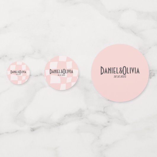 Roze vierkante bruiloft confetti (Voorkanten)