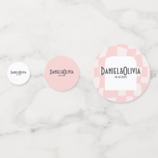 Roze vierkante bruiloft confetti (Achterkanten)