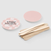 Roze vierkante bruiloft handwaaier (Niet-gemonteerd)