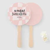 Roze vierkante bruiloft handwaaier (Voorkant en achterkant)