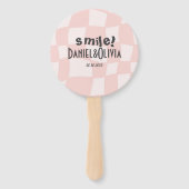 Roze vierkante bruiloft handwaaier (Voorkant)