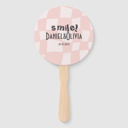 Roze vierkante bruiloft handwaaier (Voorkant)