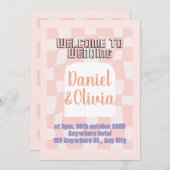 Roze vierkante bruiloft kaart (Voorkant / Achterkant)