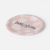 Roze vierkante bruiloft papieren bordje (Gekanteld)