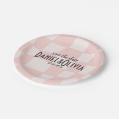 Roze vierkante bruiloft papieren bordje (Gekanteld)