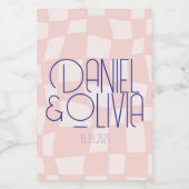 Roze vierkante bruiloft voedselcontainer etiket (Enkel label)