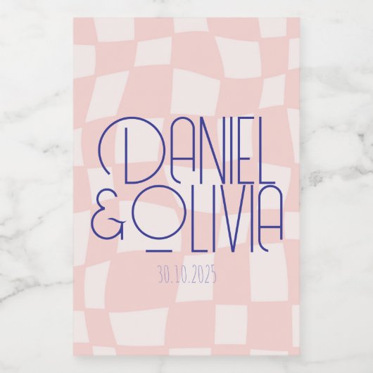 Roze vierkante bruiloft voedselcontainer etiket (Enkel label)