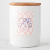 Roze vierkante bruiloft voedselcontainer etiket (Voorkant)