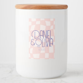 Roze vierkante bruiloft voedselcontainer etiket