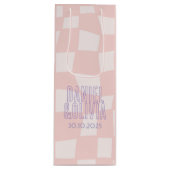 Roze vierkante bruiloft wijn cadeautas (Voorkant)