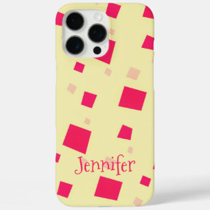  Roze Vierkante Confetti Voeg toe jouw naam Meisje iPhone 16 Pro Max Hoesje