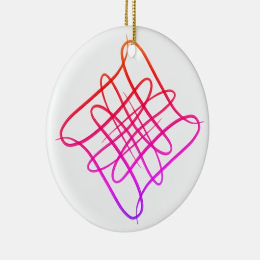 Roze Vierkante Doodle Mandala #11 Keramisch Ornament (Rechts)