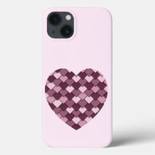 Roze vierkante en diamanten hart Case-Mate iPhone case