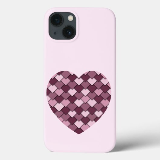 Roze vierkante en diamanten hart Case-Mate iPhone case (Achterkant)