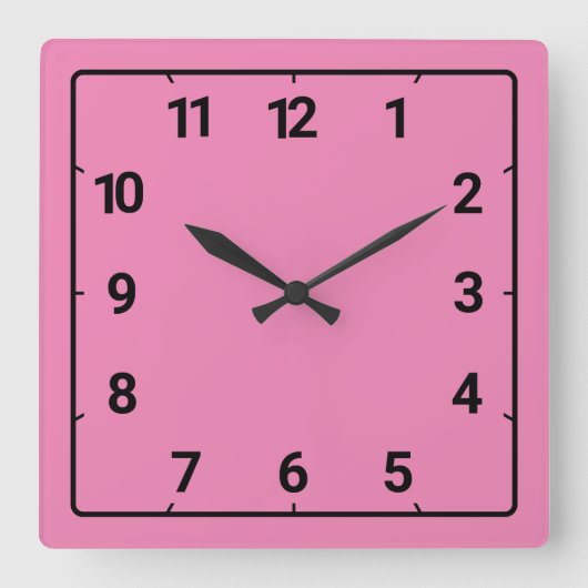 Roze Vierkante Klok (Voorkant)