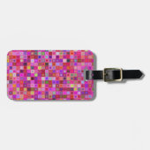 Roze vierkante tegels bagagelabel (Voorkant horizontaal)