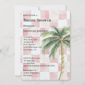 Roze Vierkanten Tropisch Gouden Palm Tree Vrijgeze Kaart (Voorkant)