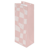 Roze Vierkantig Huwelijk Wijn Cadeautas (Achterkant Gekanteld)