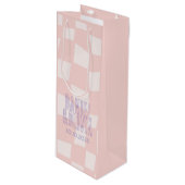 Roze Vierkantig Huwelijk Wijn Cadeautas (Voorkant Gekanteld)