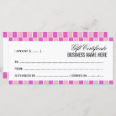 Roze vierkantjes Cadeaubon (Voorkant / Achterkant)