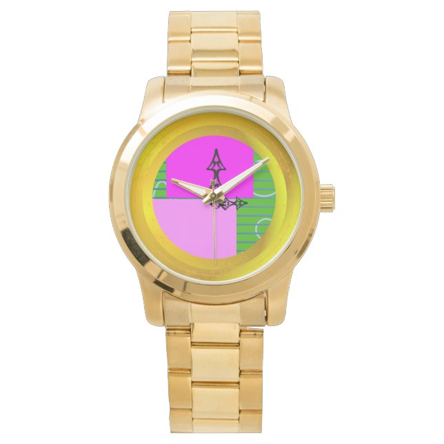 Roze vierkantjes horloge (Voorkant)