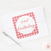 Roze vierkantscirkels voor 21e verjaardag, vierkan vierkante sticker (Envelop)