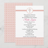 Roze vierkantskruisuitnodiging kaart (Voorkant / Achterkant)