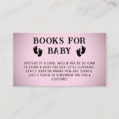Roze Vignette Voetafdruk Boeken voor Baby shower Informatiekaartje (Voorkant)