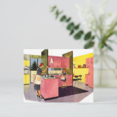 Roze vijften Futuristic Kitchen Briefkaart (Staand voorkant)