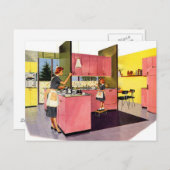 Roze vijften Futuristic Kitchen Briefkaart (Voorkant / Achterkant)