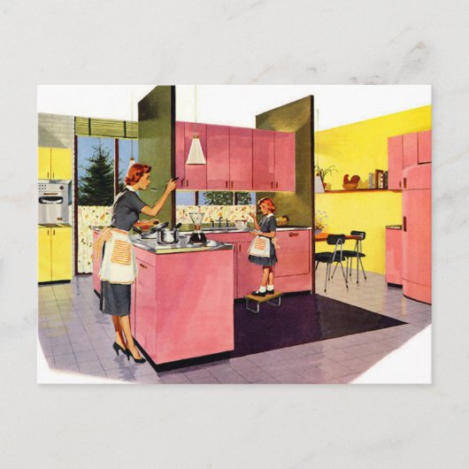 Roze vijften Futuristic Kitchen Briefkaart (Voorkant)