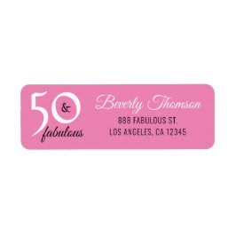 Roze, vijftig en Fabulous 50th Birthday Script Etiket