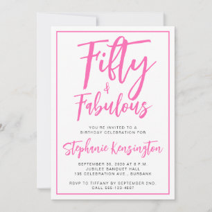 Roze Vijftig en Fabulous Bold Script 50ste verjaar Kaart