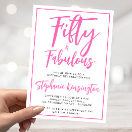 Roze Vijftig en Fabulous Bold Script 50ste verjaar Kaart