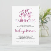 Roze Vijftig en Fabulous Script Verjaardagsfeestje Kaart (Staand voorkant)