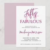 Roze Vijftig en Fabulous Script Verjaardagsfeestje Kaart (Voorkant / Achterkant)