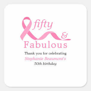 Roze Vijftig Fantastisch Strijd tegen Kanker 50e V Vierkante Sticker