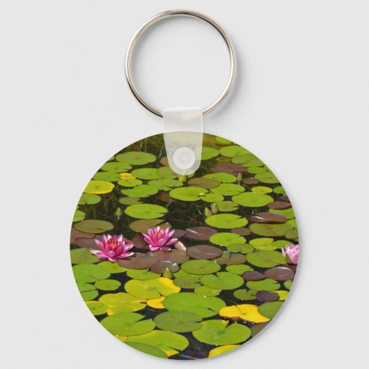 Roze vijver voor de waterlelui sleutelhanger (Voorkant)