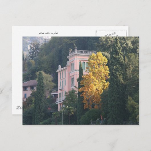 Roze Villa in Herfst Briefkaart (Voorkant / Achterkant)