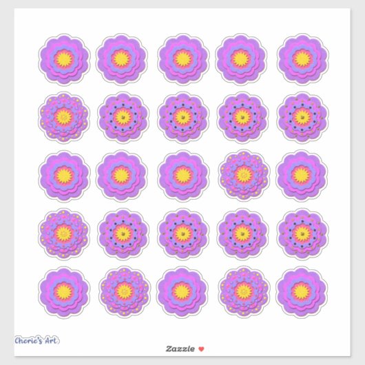  roze vilten look bloemen sticker (Vel)