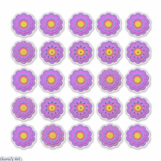  roze vilten look bloemen sticker (Voorkant)