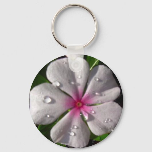 Roze Vinca Flower Sleutelhanger (Voorkant)