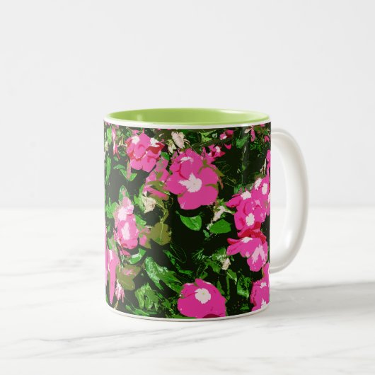 Roze Vinca-ventilator Tweekleurige Koffiemok (Voorkant rechts)
